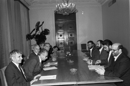 The President of Bulgaria Dr. Zhelyu Zhelev receives the Iranian Minister of Agriculture Isa Kalantiar